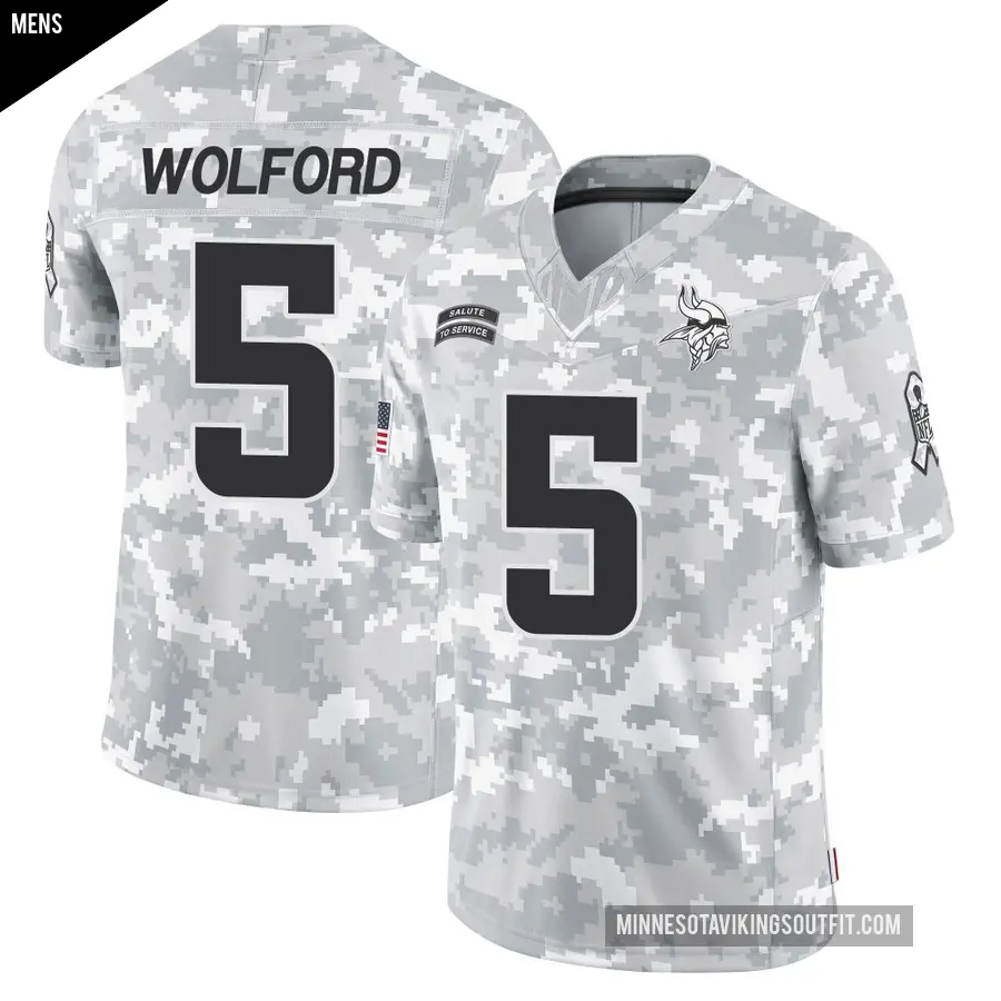 Men's Minnesota Vikings ＃5 John Wolford Arctic Camo Limited 2024 Salute to Service Jersey