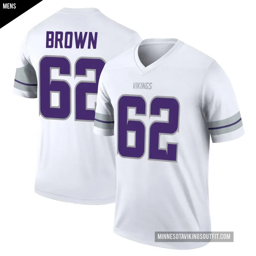 Men's Minnesota Vikings ＃62 Logan Brown White Legend Alternate Jersey