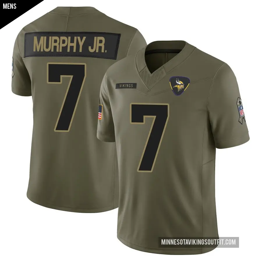 Men's Minnesota Vikings ＃7 Byron Murphy Jr. Olive Limited 2025 Salute to Service Jersey