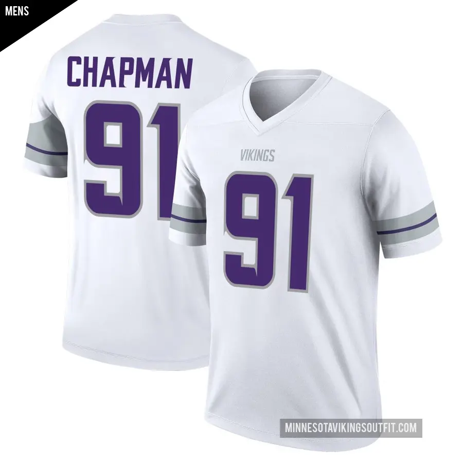 Men's Minnesota Vikings ＃91 Oscar Chapman White Legend Alternate Jersey