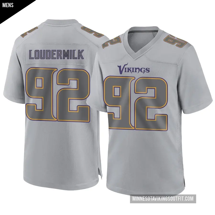 Men's Minnesota Vikings ＃92 Isaiahh Loudermilk Gray Game Atmosphere Fashion Jersey
