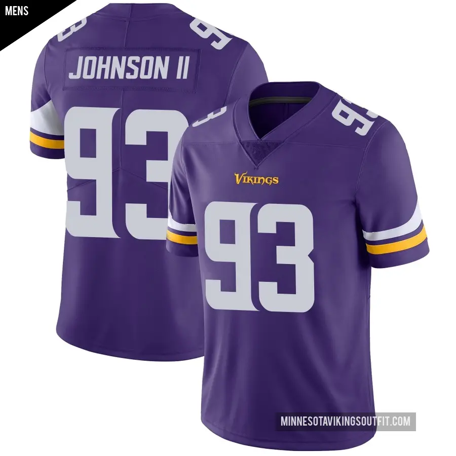 Men's Minnesota Vikings ＃93 Eric Johnson II Purple Limited Team Color Vapor Untouchable Jersey