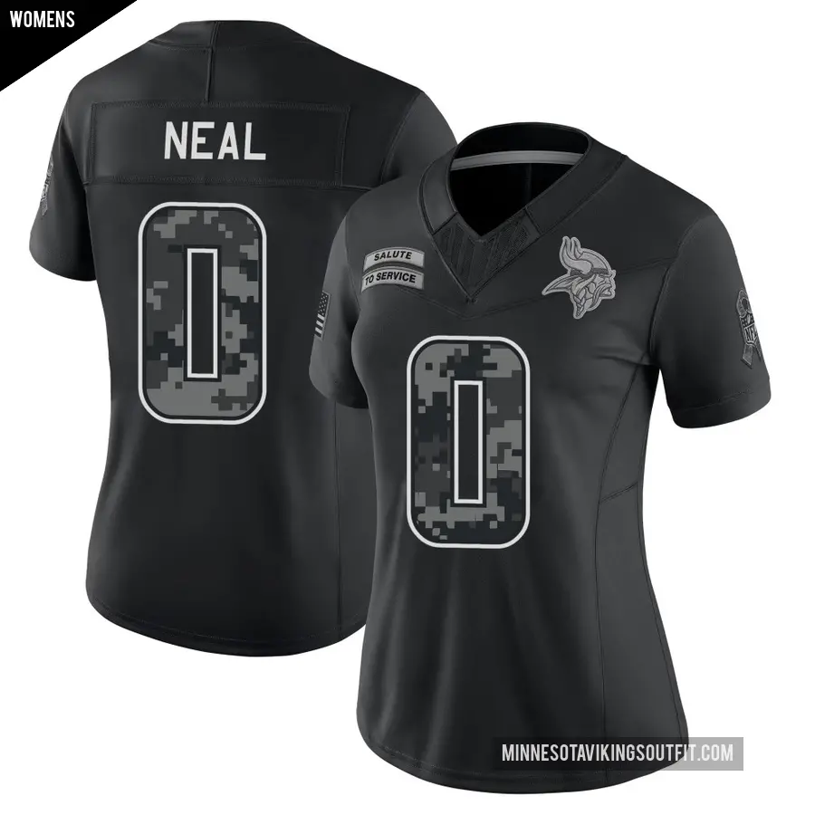 Women's Minnesota Vikings ＃0 Devin Neal Black Limited 2026 Salute to Service Stitched Jersey