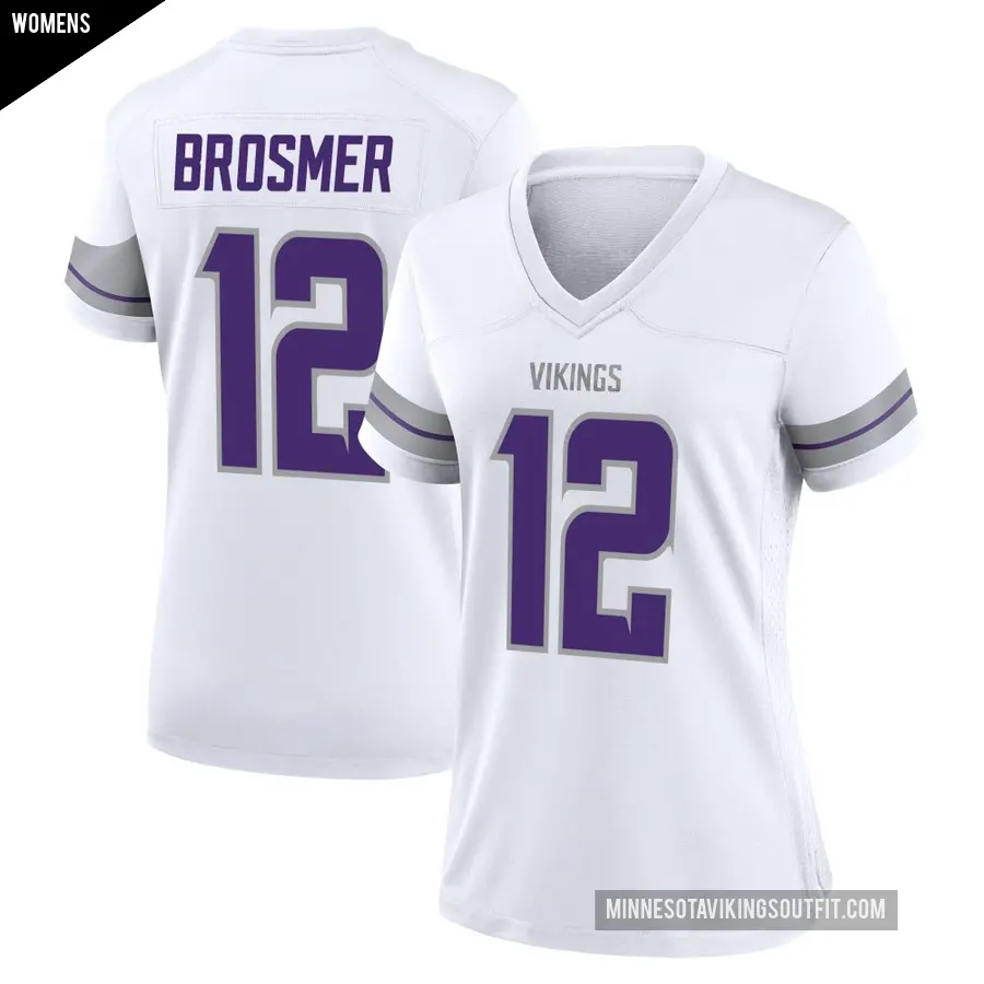 Women's Minnesota Vikings ＃12 Max Brosmer White Game Alternate Jersey