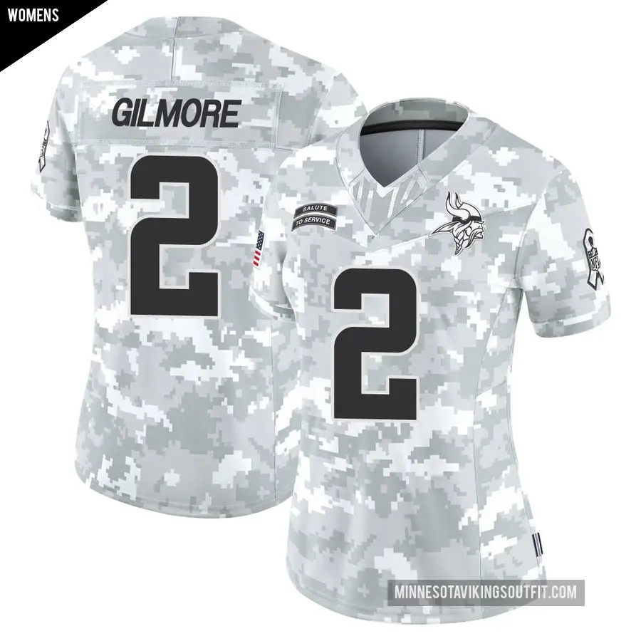 Women's Minnesota Vikings ＃2 Stephon Gilmore Arctic Camo Limited 2024 Salute to Service Jersey