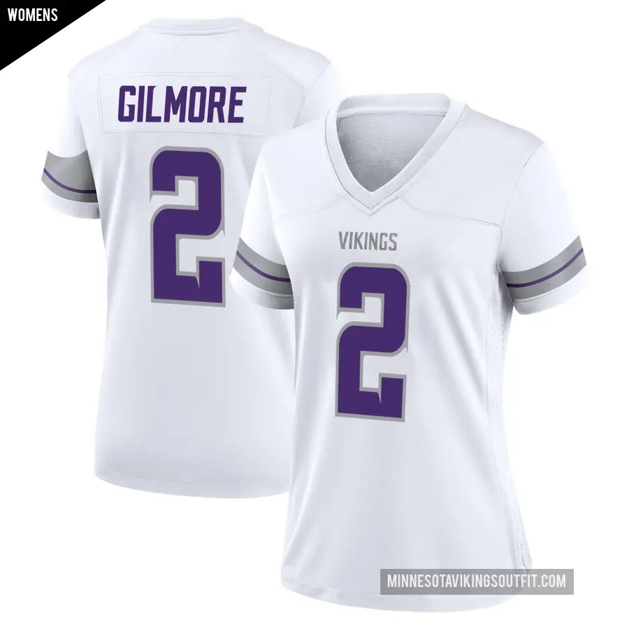 Women's Minnesota Vikings ＃2 Stephon Gilmore White Game Alternate Jersey