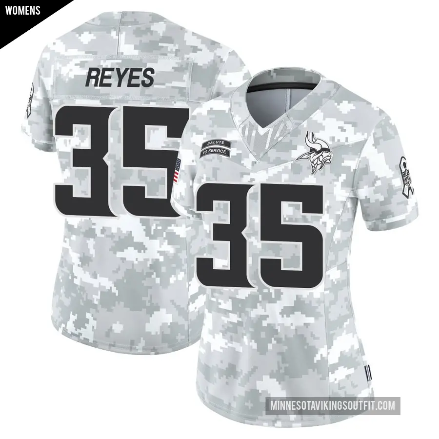 Women's Minnesota Vikings ＃35 Sammis Reyes Arctic Camo Limited 2024 Salute to Service Jersey