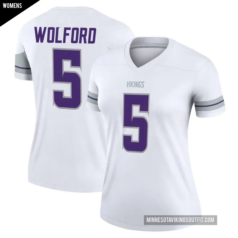 Women's Minnesota Vikings ＃5 John Wolford White Legend Alternate Jersey