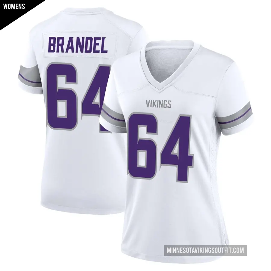 Women's Minnesota Vikings ＃64 Blake Brandel White Game Alternate Jersey