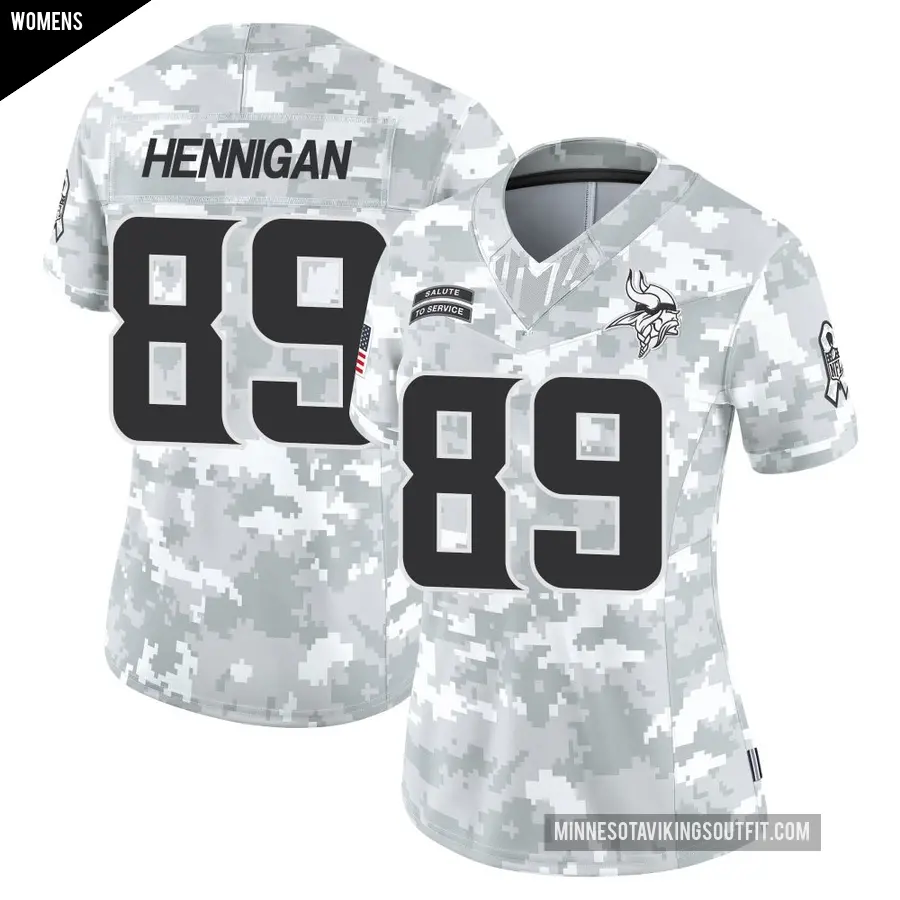 Women's Minnesota Vikings ＃89 Thomas Hennigan Arctic Camo Limited 2024 Salute to Service Jersey