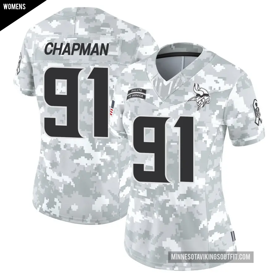 Women's Minnesota Vikings ＃91 Oscar Chapman Arctic Camo Limited 2024 Salute to Service Jersey