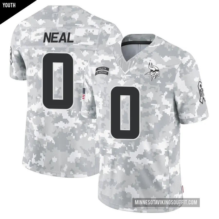 Youth Minnesota Vikings ＃0 Devin Neal Arctic Camo Limited 2024 Salute to Service Jersey