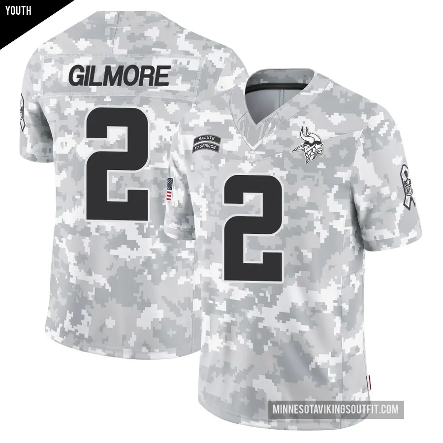 Youth Minnesota Vikings ＃2 Stephon Gilmore Arctic Camo Limited 2024 Salute to Service Jersey