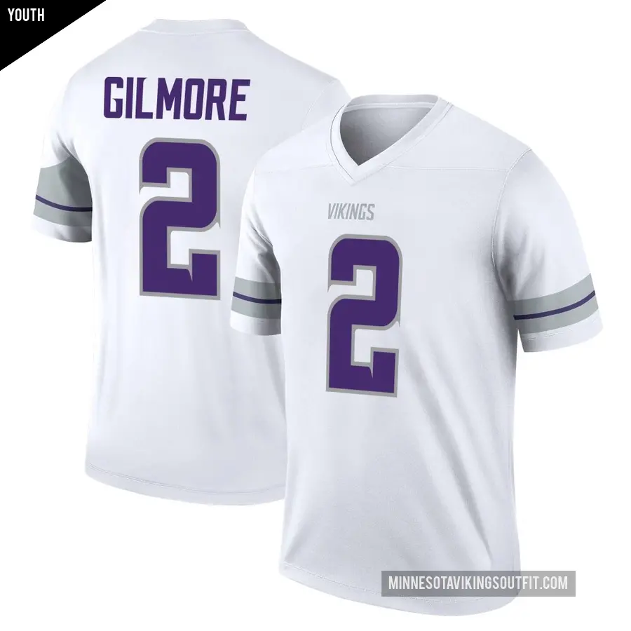 Youth Minnesota Vikings ＃2 Stephon Gilmore White Legend Alternate Jersey