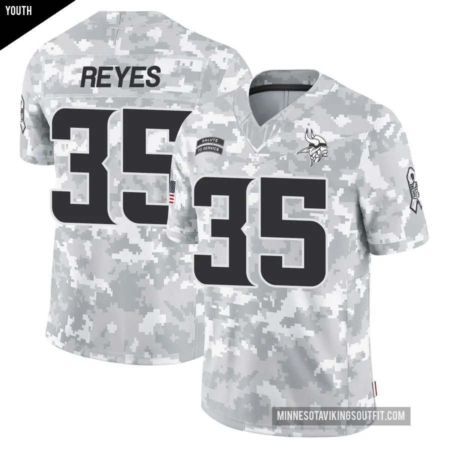 Youth Minnesota Vikings ＃35 Sammis Reyes Arctic Camo Limited 2024 Salute to Service Jersey