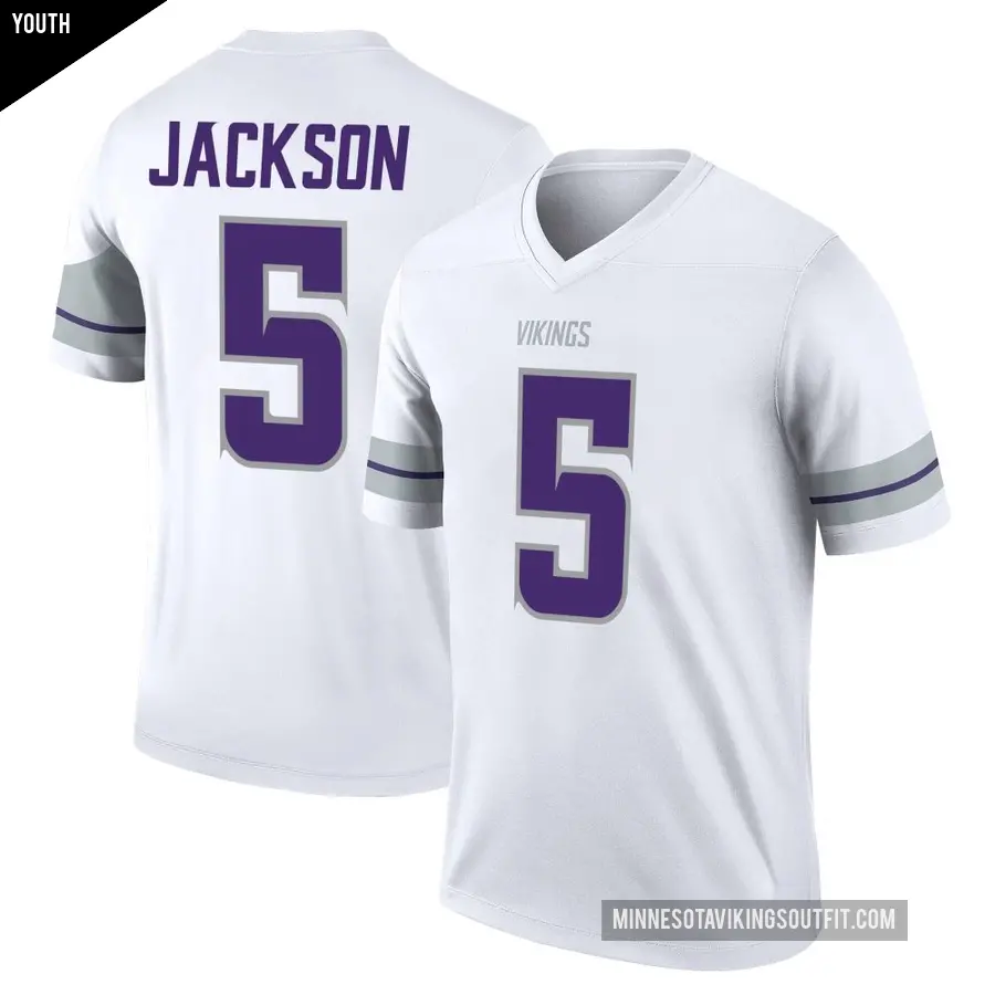 Youth Minnesota Vikings ＃5 Lucky Jackson White Legend Alternate Jersey