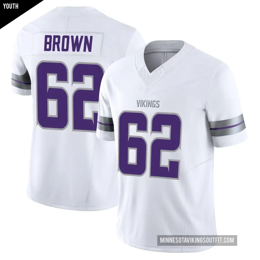 Youth Minnesota Vikings ＃62 Logan Brown White Limited Alternate Vapor F.U.S.E. Jersey