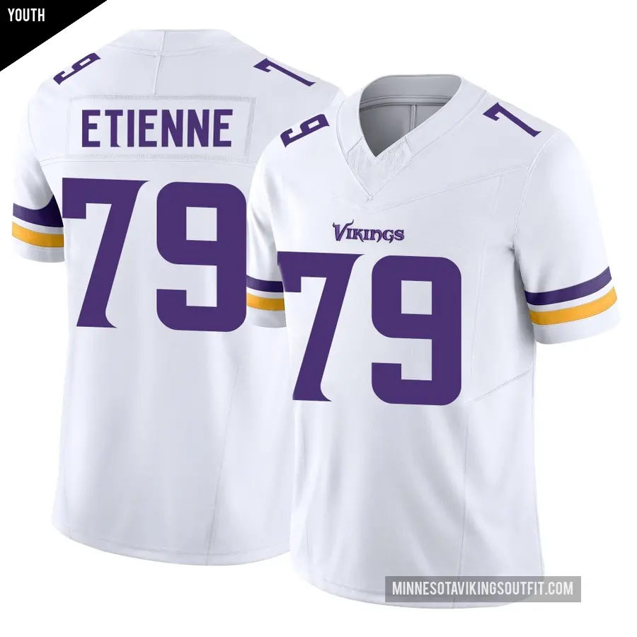 Youth Minnesota Vikings ＃79 Caleb Etienne White Limited Vapor F.U.S.E. Jersey
