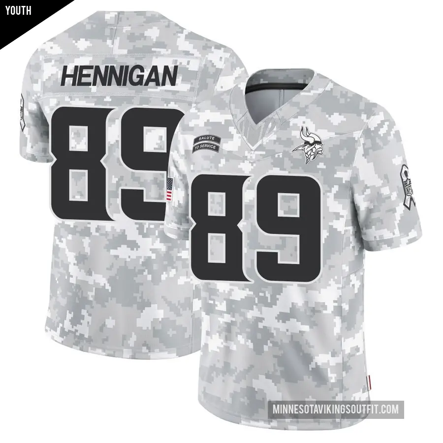 Youth Minnesota Vikings ＃89 Thomas Hennigan Arctic Camo Limited 2024 Salute to Service Jersey